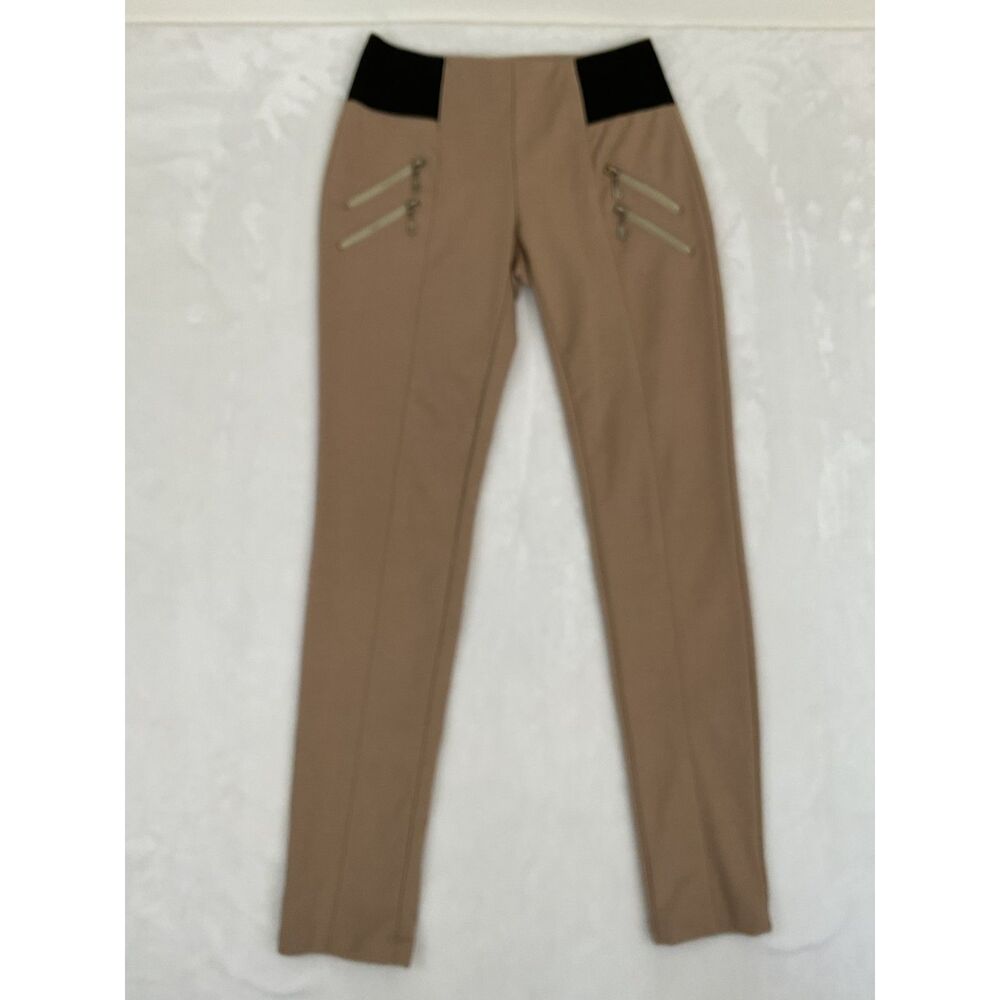 Emma (Designed in LA) tan high-waisted slim-fit pants